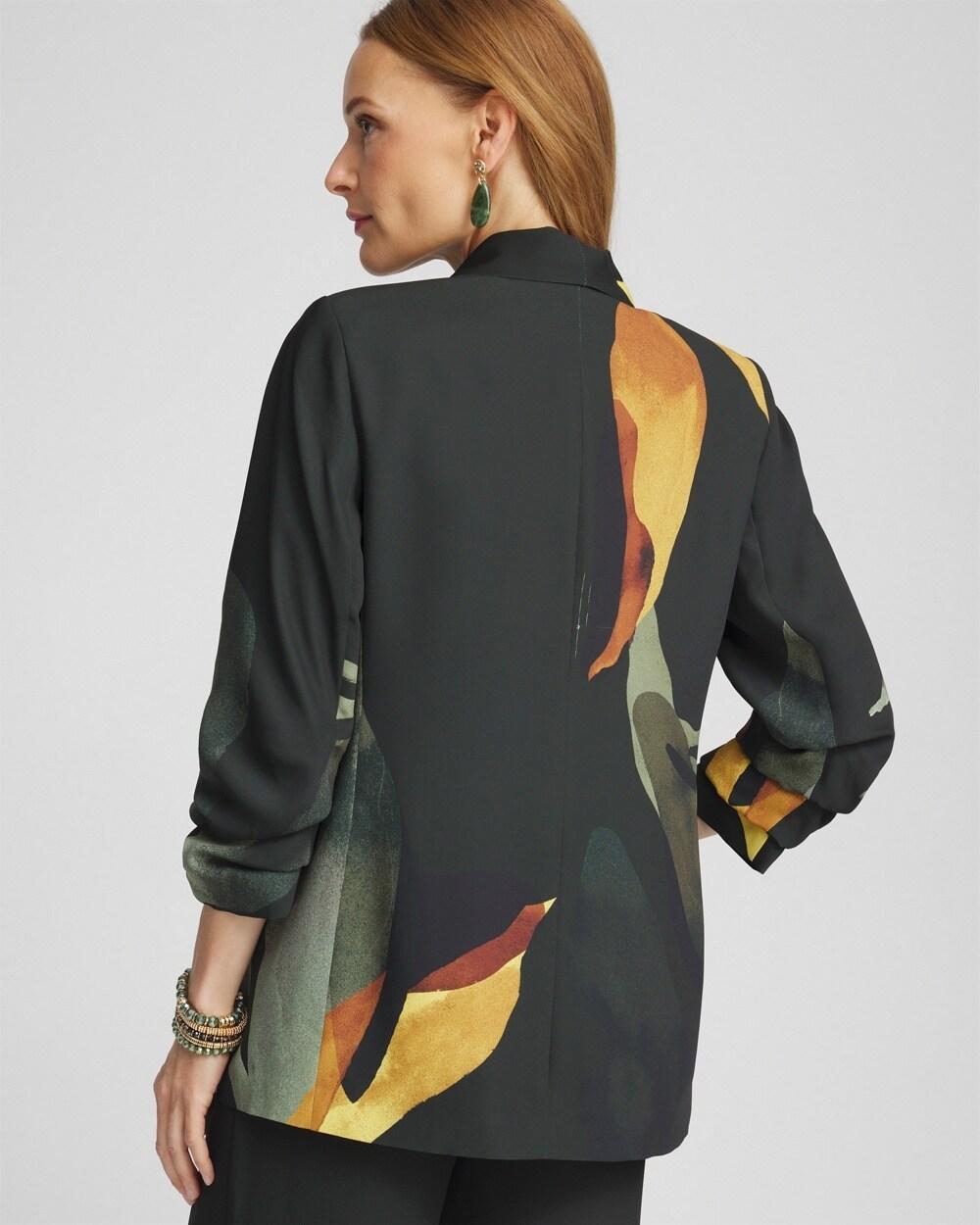 Ruched Sleeve Print Blazer Product Image