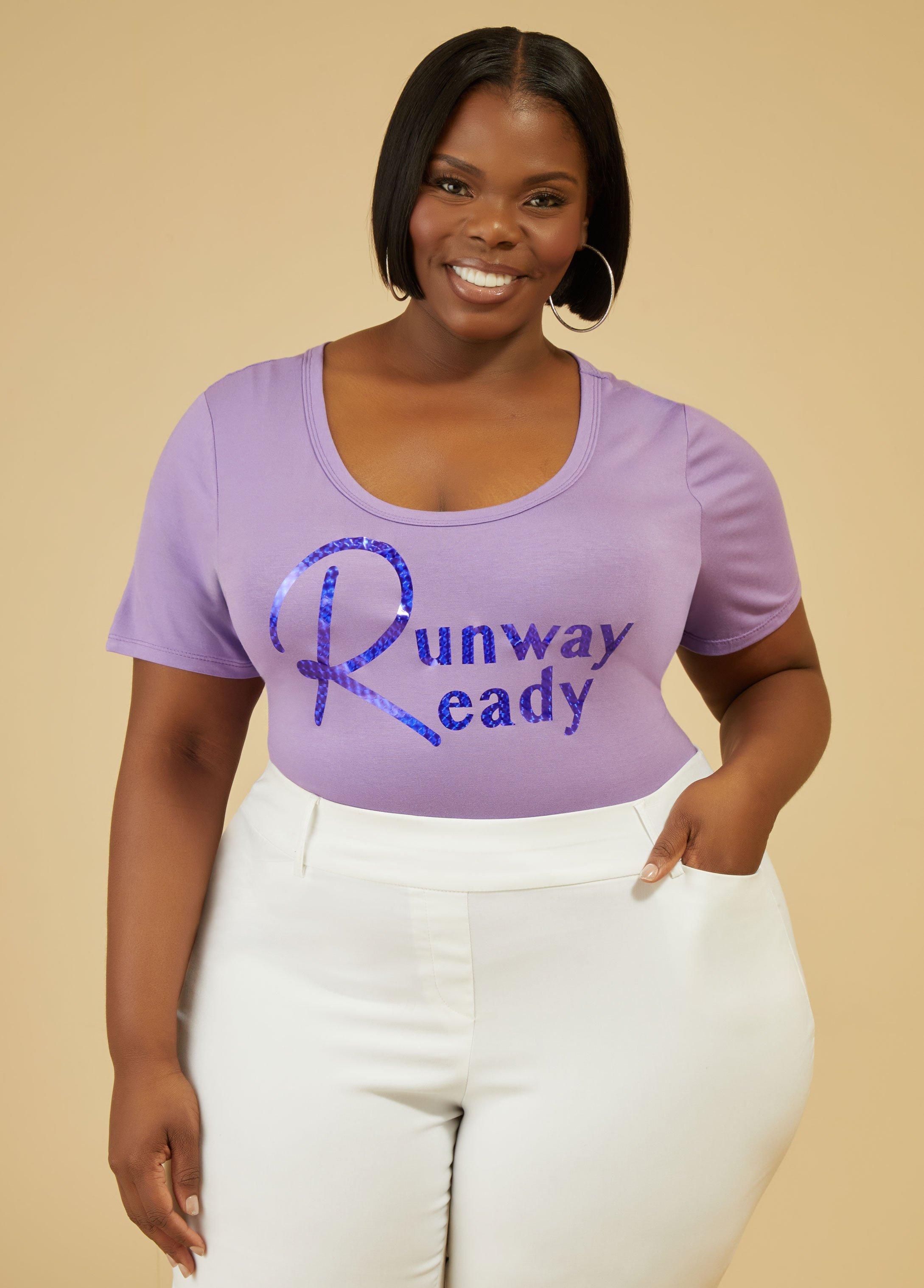 Plus Size Runway Ready Graphic Tee, - Ashley Stewart Product Image