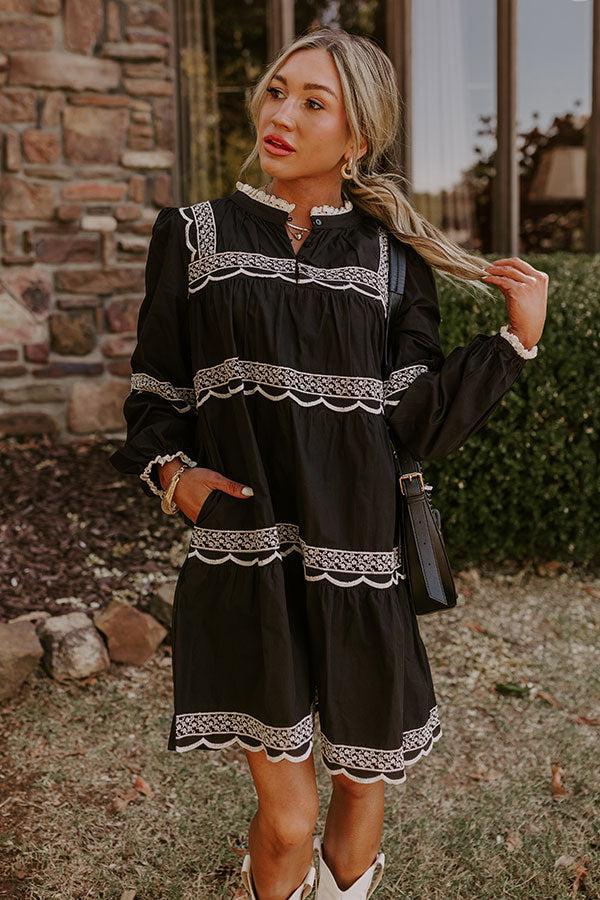 Thankful Moment Embroidered Mini Dress in Black Product Image