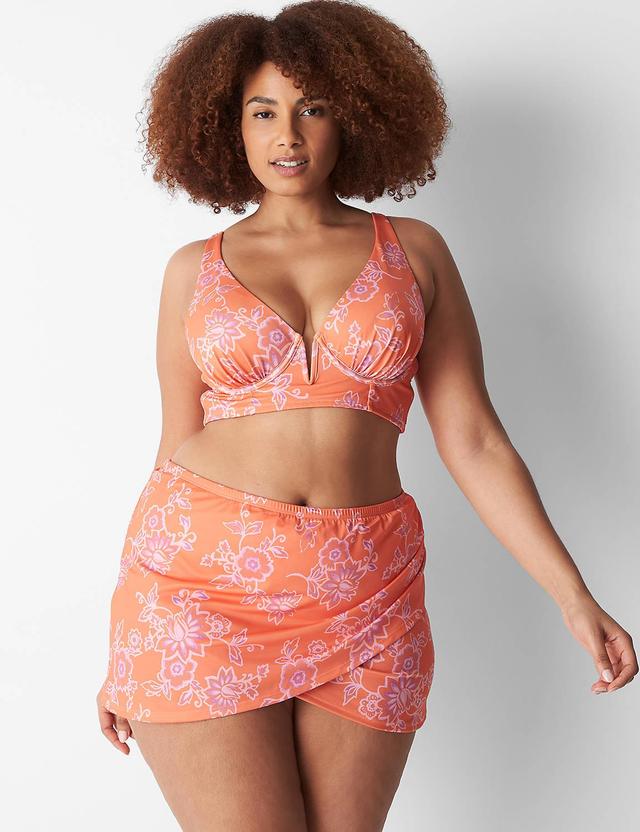 Lane Bryant Faux-Wrap Swim Skirt 16 Nectarine Floral Product Image