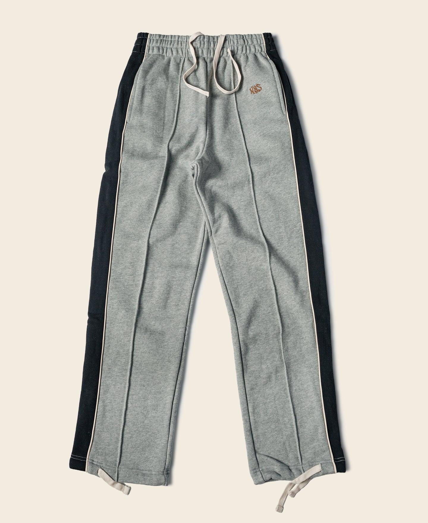 Classic Straight-Leg Striped Logo-Embroidered Cotton-Terry Sweatpants - Gray Product Image