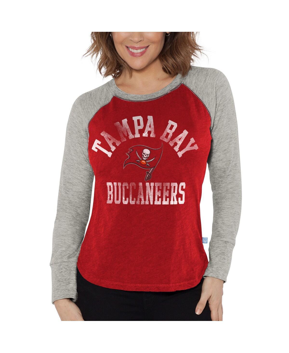 Womens G-III 4Her by Carl Banks /Heather Gray Tampa Bay Buccaneers Waffle Knit Raglan Long Sleeve T-Shirt Product Image