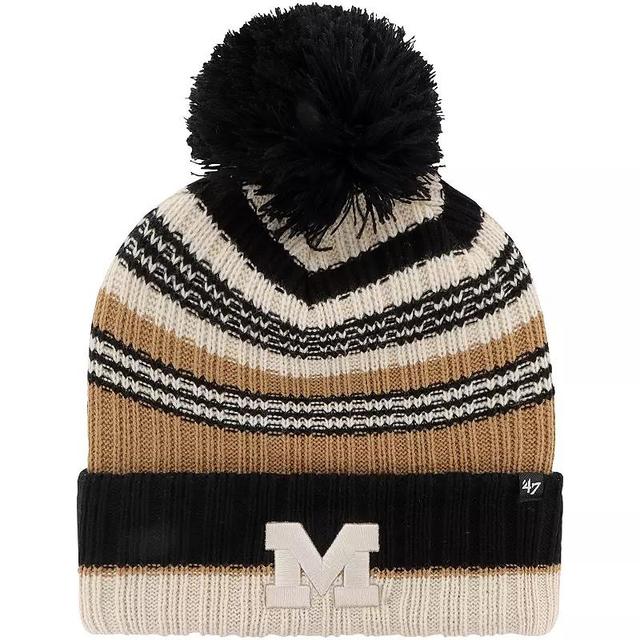 Womens 47 Khaki Michigan Wolverines Barista Cuffed Knit Hat with Pom Product Image