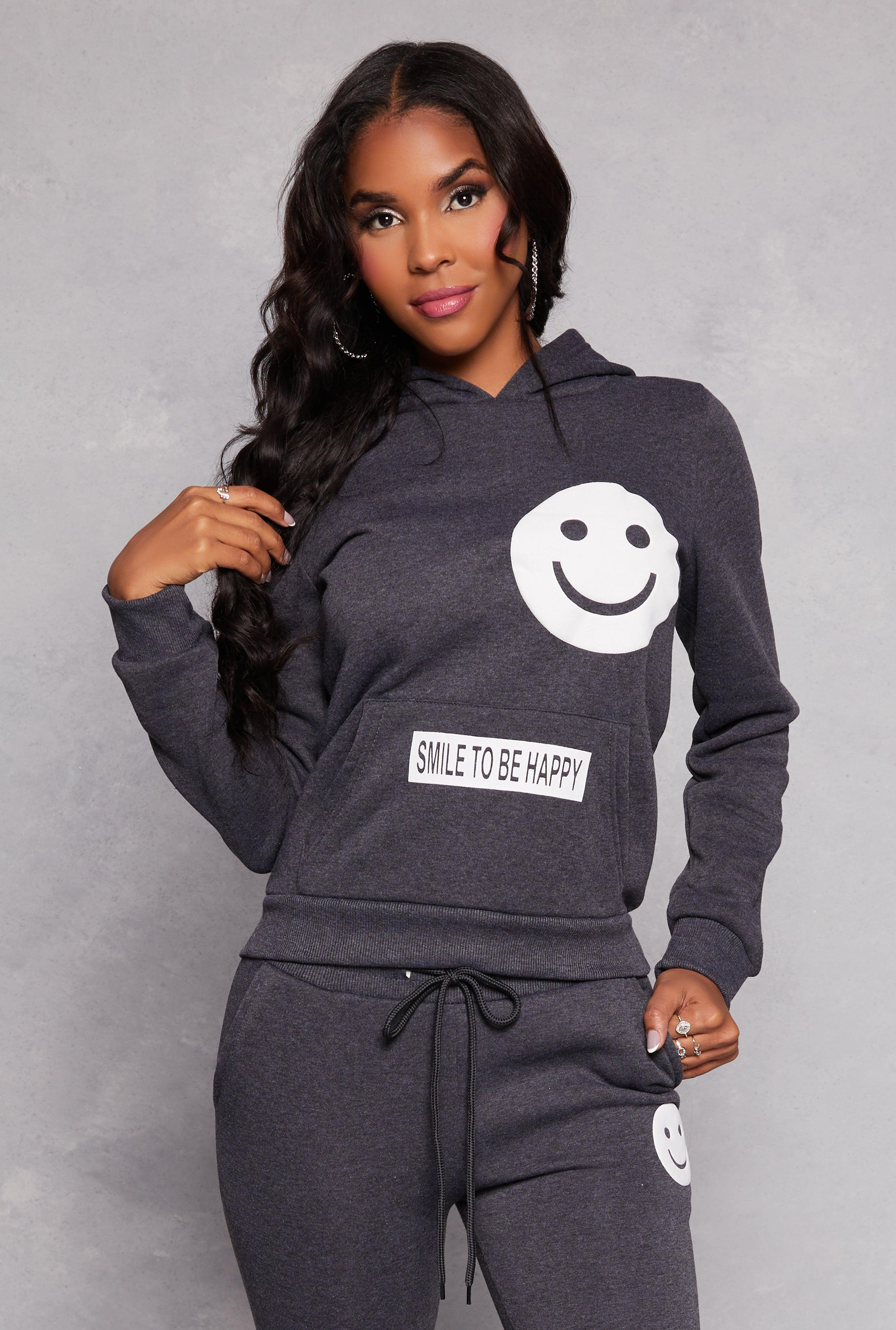 Womens Fleece Smile To Be Happy Pullover Hoodie Product Image