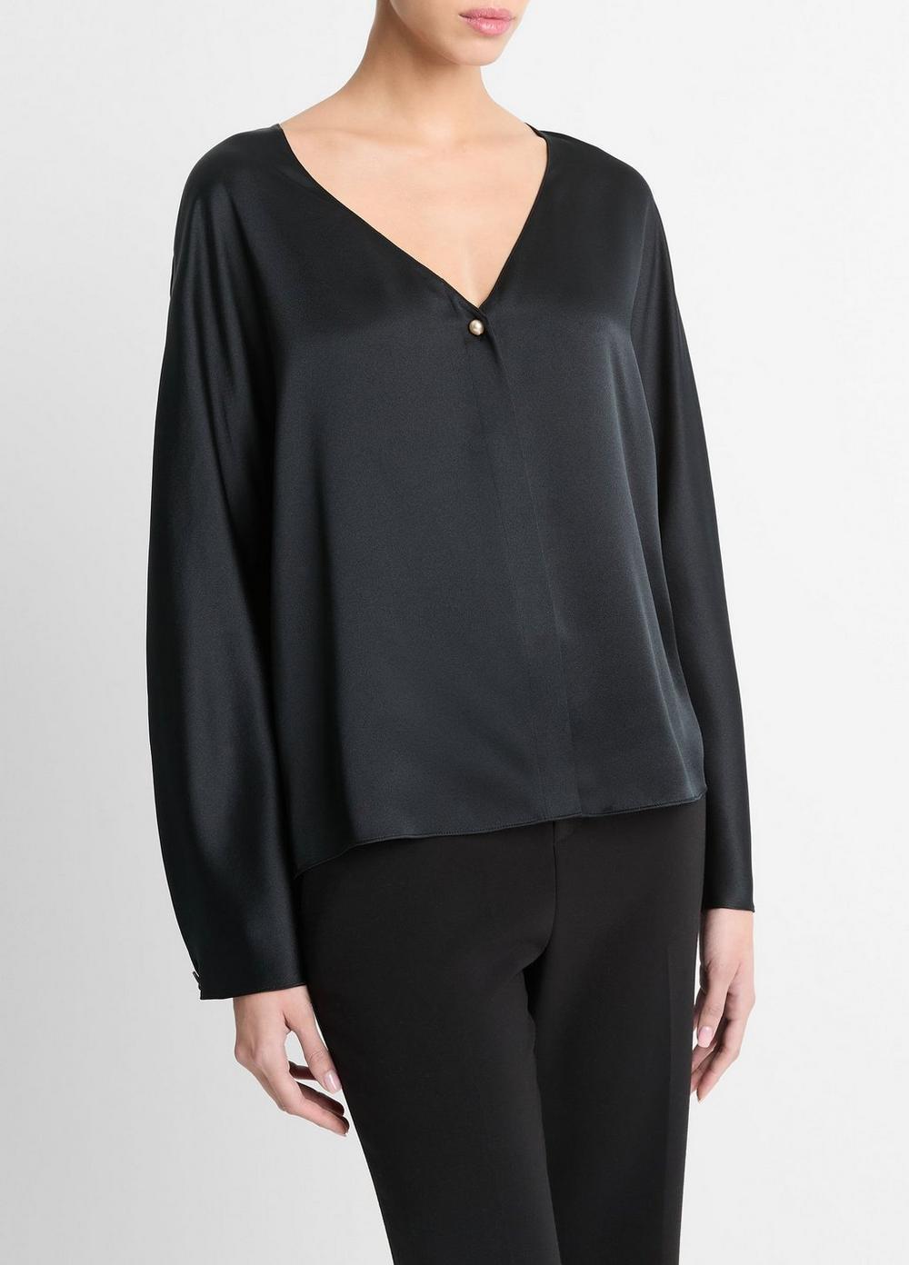 Pearl-Button Silk Blouse Product Image