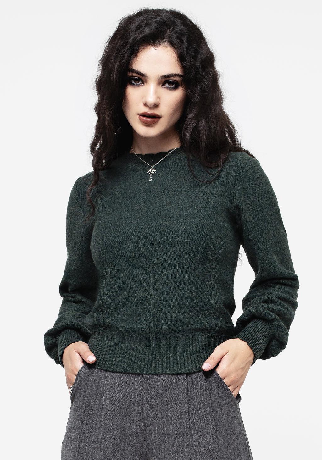 Canopy Raised Fern Intarsia Knit Sweater Product Image