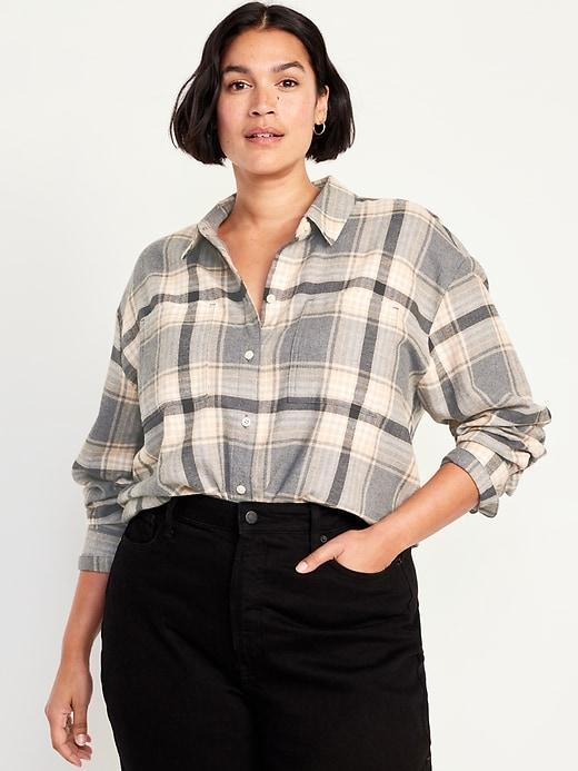 Flannel Boyfriend Button-Down Shirt Product Image