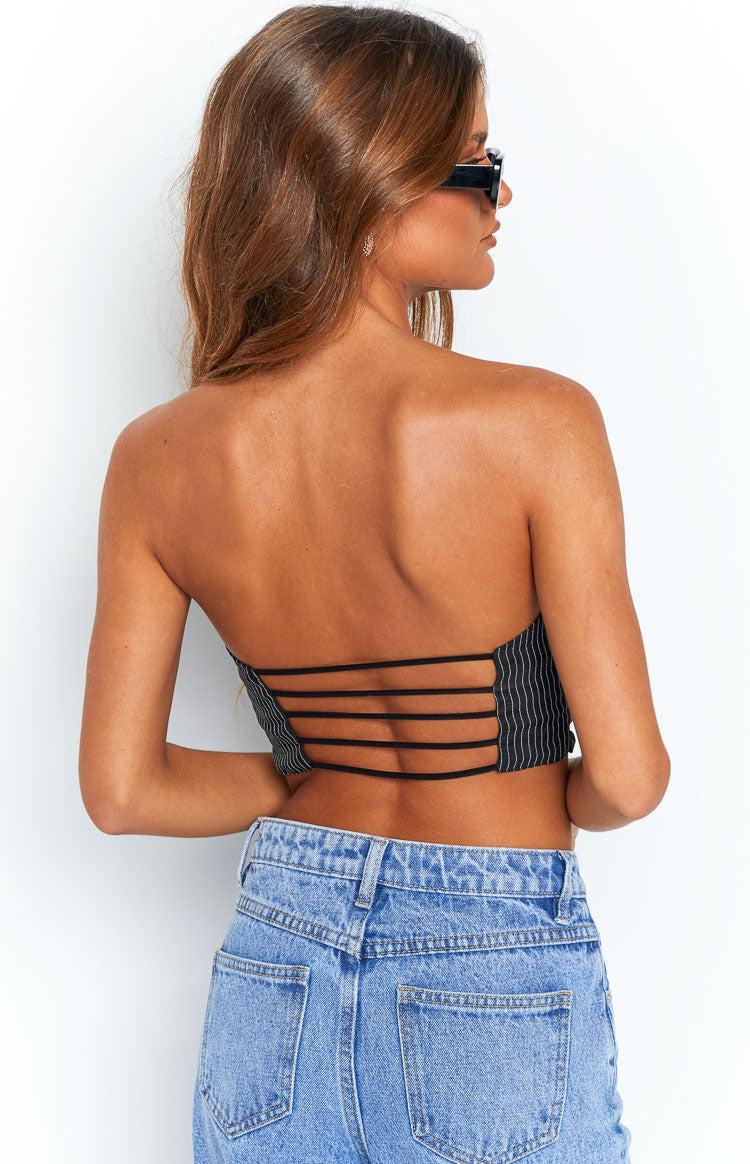 Petria Pinstripe Strapless Top Product Image