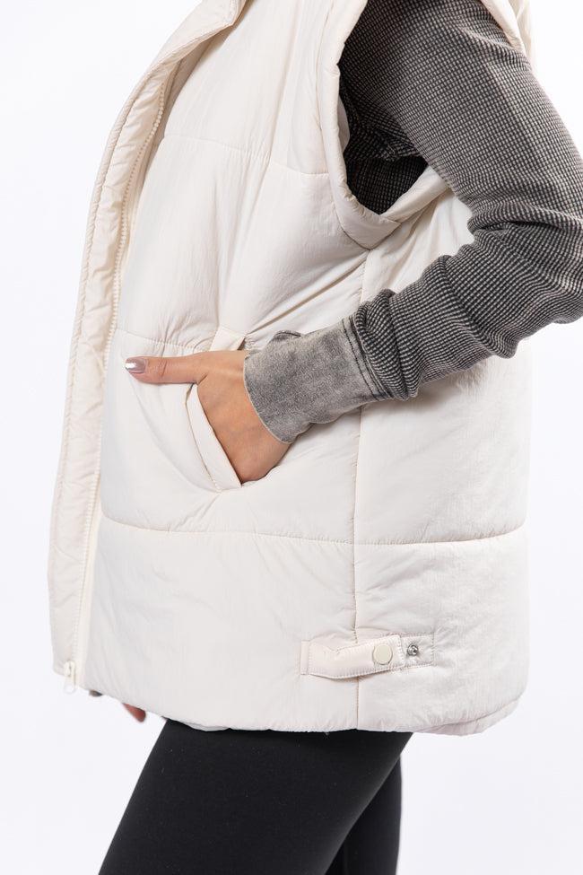 Best Bet Cream Oversized Puffer Vest Product Image