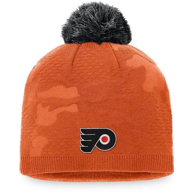 Womens Fanatics Branded Orange/Black Philadelphia Flyers Authentic Pro Team Locker Room Beanie with Pom Product Image