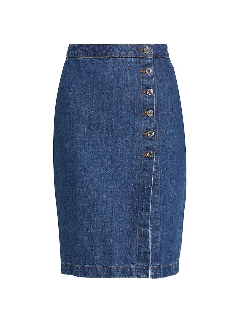 Womens Nova Button-Front Denim Penil Skirt Product Image