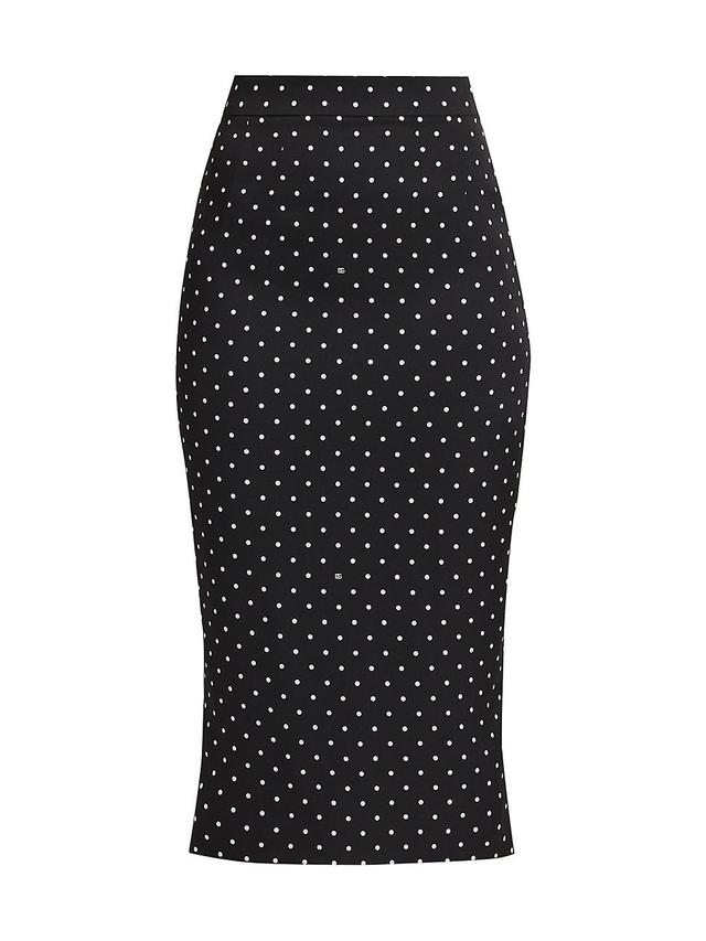 Womens Polka Dot Silk Charmeuse Pencil Skirt Product Image