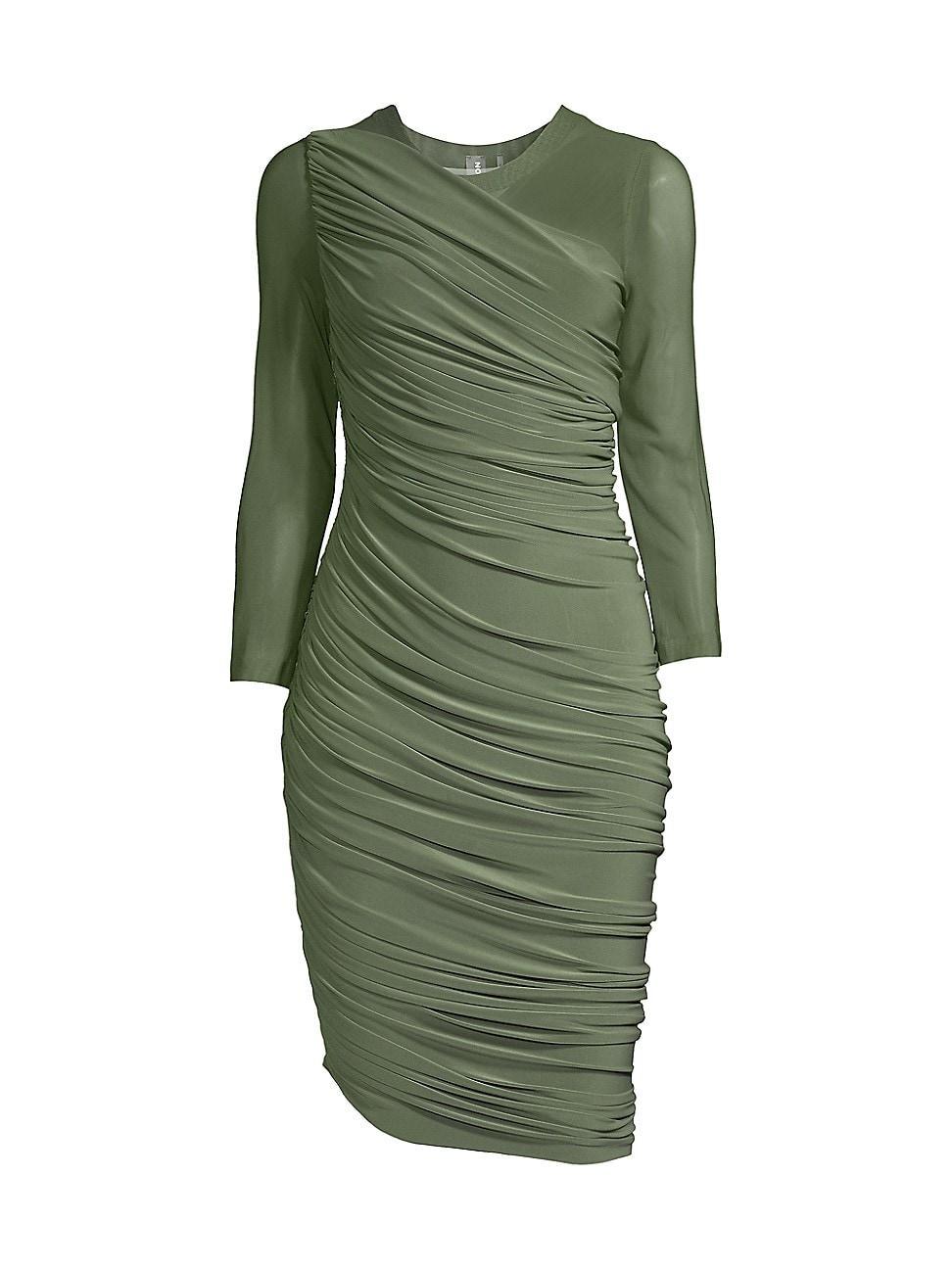 Womens Diana Mesh-Sleeve Ruched Midi-Dress Product Image