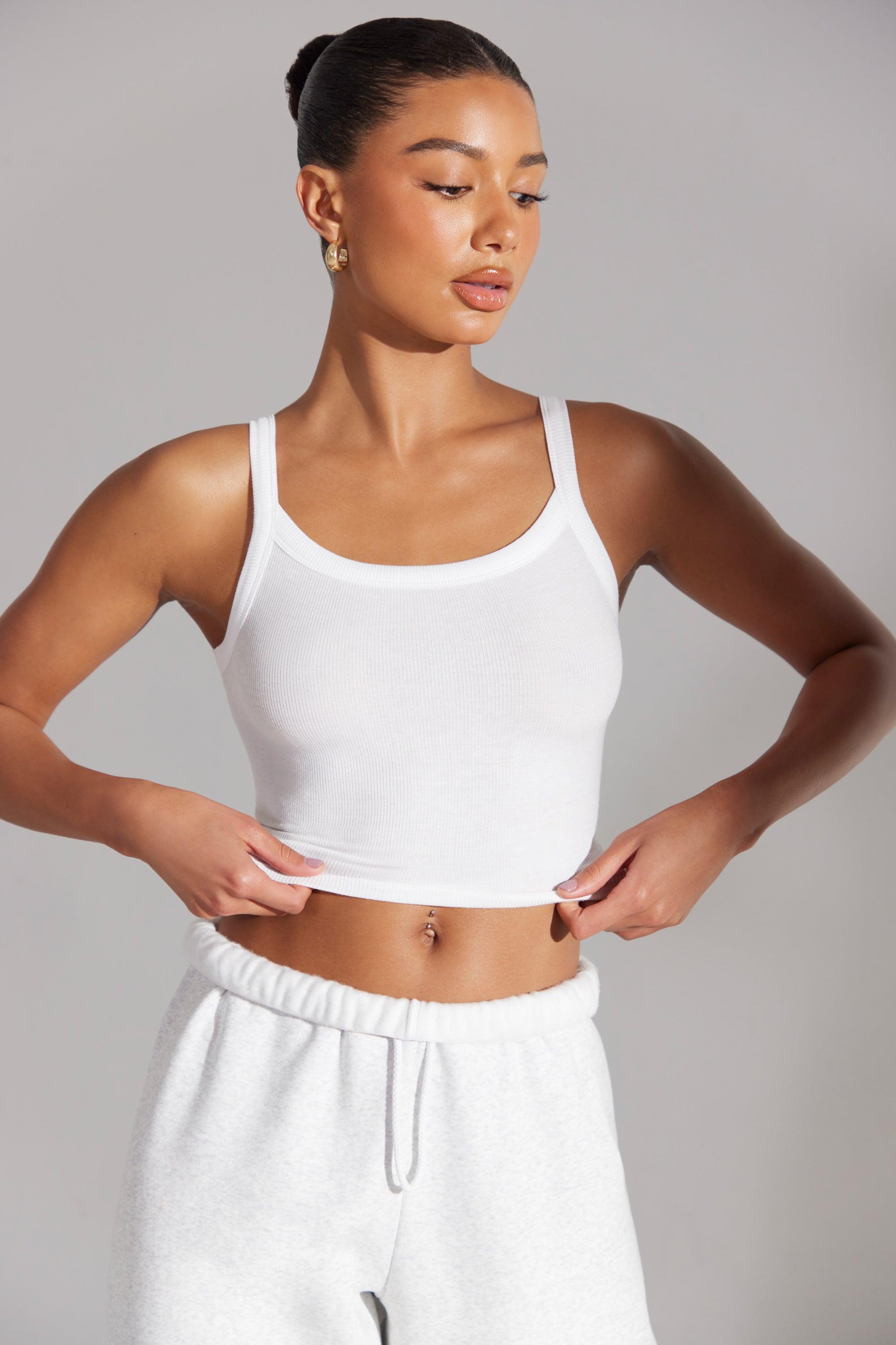 Soft Rib Tank Top in White Female Product Image