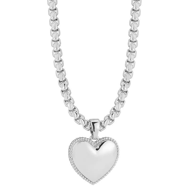 WINX 18k Gold Plated Heart Pendant Necklace, Womens Silver Tone Product Image