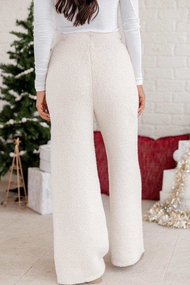 Movies And Chill Fuzzy Ivory Lounge Pants FINAL SALE Product Image