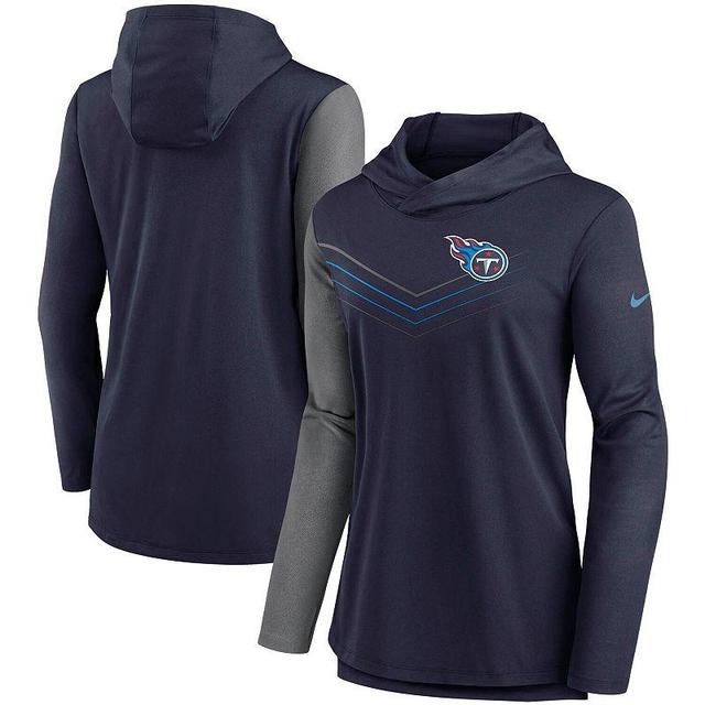 Womens Nike College /Heathered Charcoal Seattle Seahawks Chevron Hoodie Performance Long Sleeve T-Shirt Blue Product Image