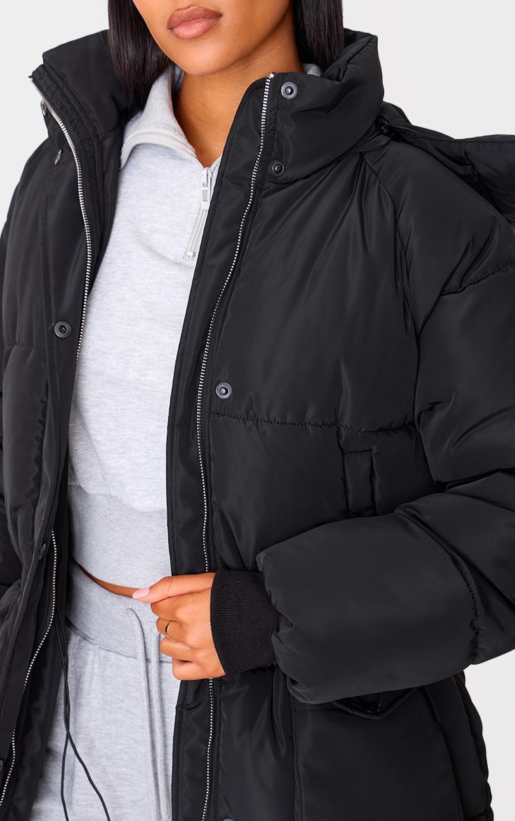 Tall Black Longline Oversized Puffer Coat Product Image