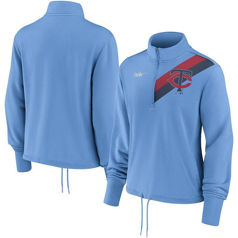 Womens Nike Blue Minnesota Twins 1965 Cooperstown Collection Rewind Stripe Performance Half-Zip Pullover Product Image