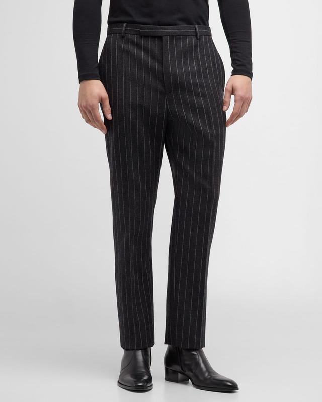 Mens Flannel Pinstripe Trousers Product Image