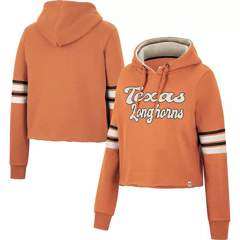 Womens Colosseum Texas Texas Longhorns Retro Cropped Pullover Hoodie Product Image