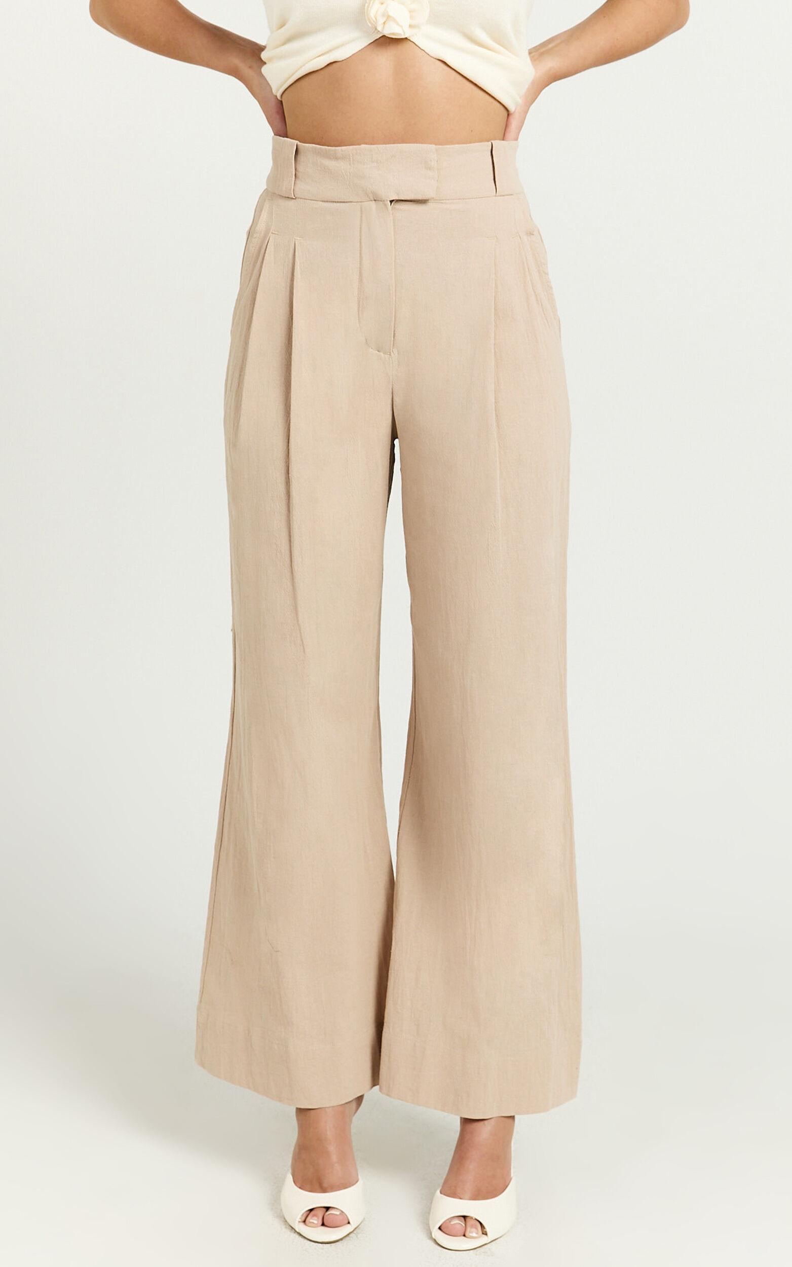 Bette Pants - High Waisted Wide Leg Pants in Stone Product Image