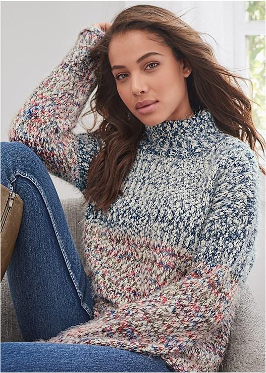 Marled Knit Mock-Neck Sweater Product Image