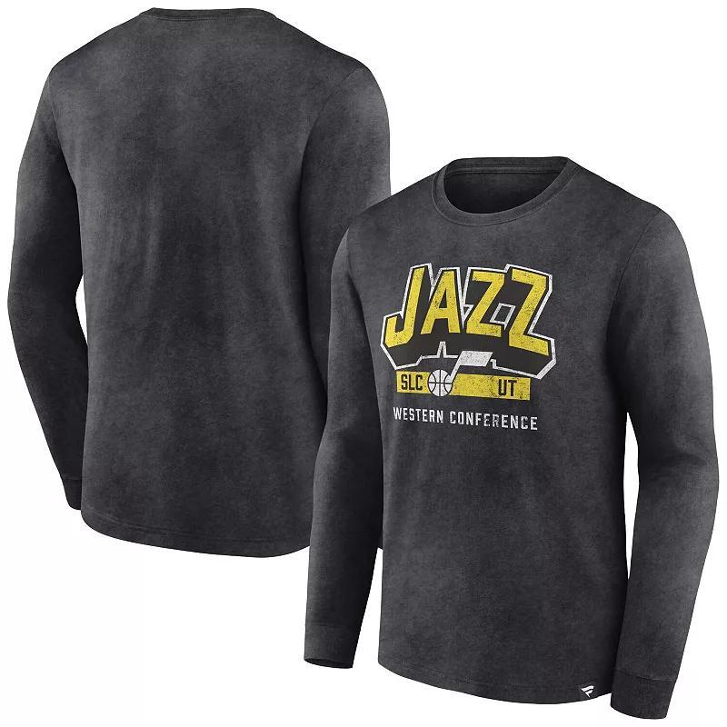 Mens Fanatics Branded Heather Charcoal Utah Jazz Front Court Press Snow Wash Long Sleeve T-Shirt Product Image