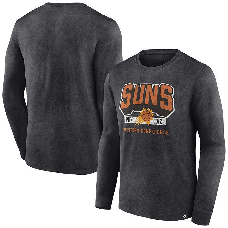 Mens Fanatics Branded Heather Charcoal Phoenix Suns Front Court Press Snow Wash Long Sleeve T-Shirt Product Image