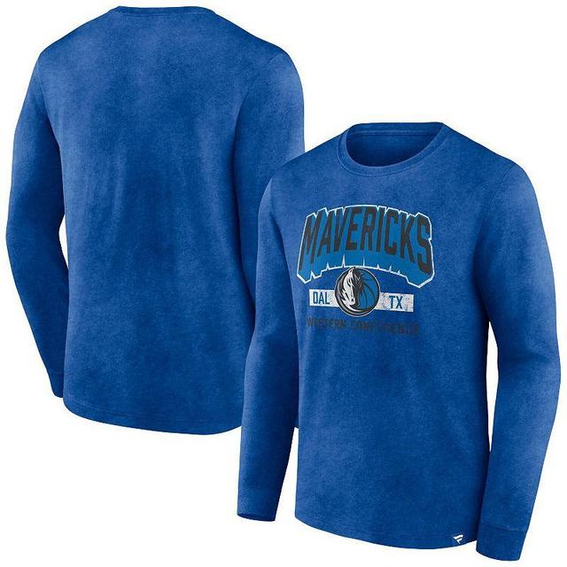 Mens Fanatics Branded Heather Royal Dallas Mavericks Front Court Press Snow Wash Long Sleeve T-Shirt Product Image