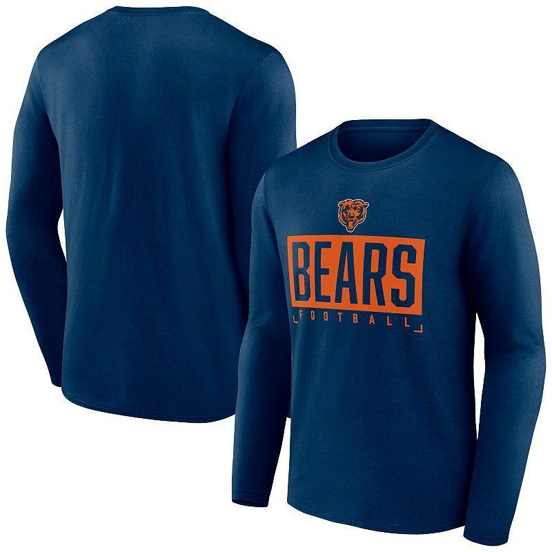 Mens Fanatics Branded Navy Chicago Bears Big & Tall Wordmark Long Sleeve T-Shirt Blue Product Image