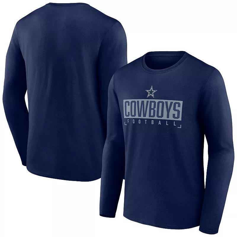 Mens Fanatics Branded Navy Dallas Cowboys Stack The Box Long Sleeve T-Shirt Blue Product Image