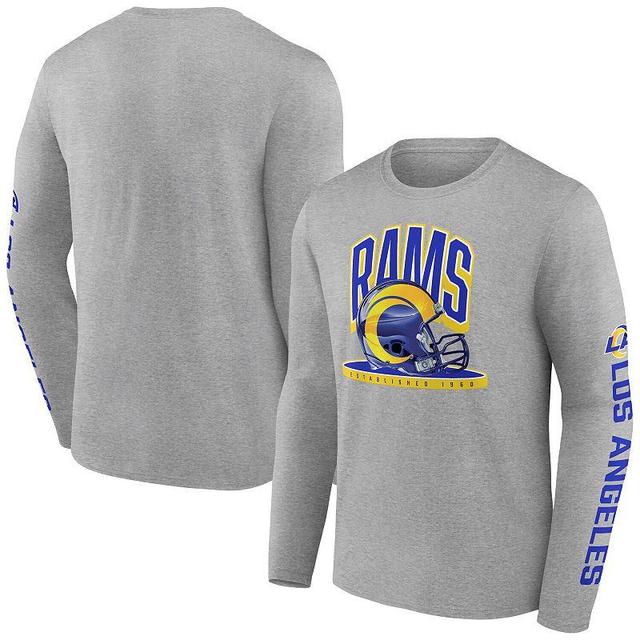 Mens Fanatics Branded Heather Gray Los Angeles Rams Helmet Platform Long Sleeve T-Shirt Product Image