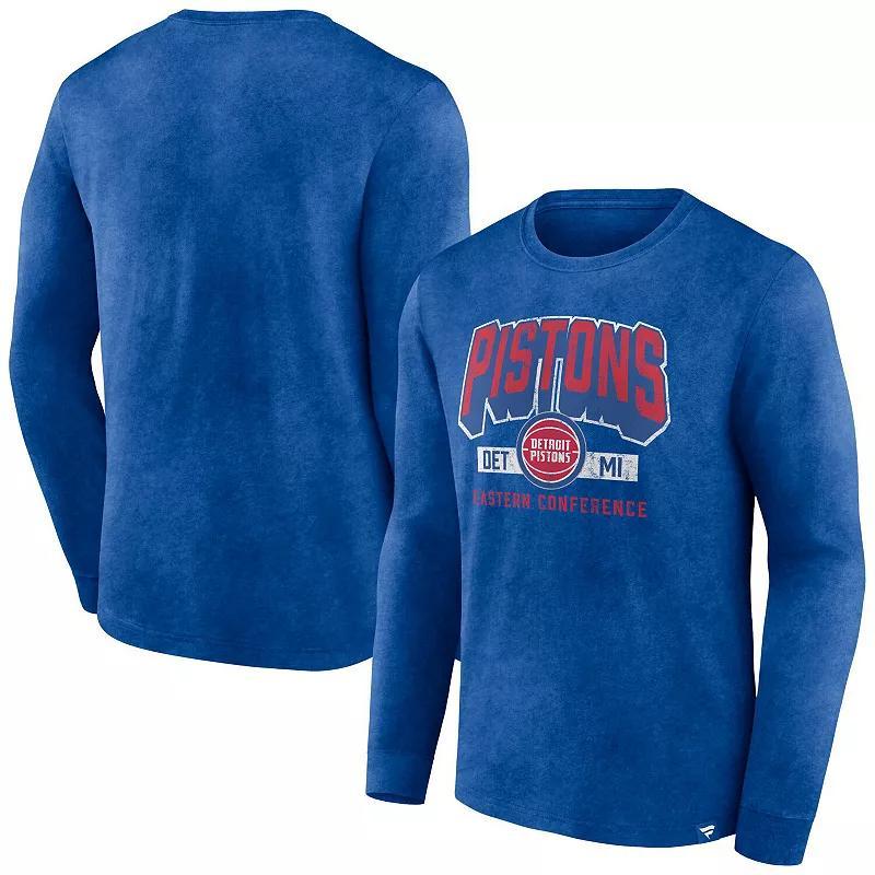 Mens Fanatics Branded Heather Royal Detroit Pistons Front Court Press Snow Wash Long Sleeve T-Shirt Product Image