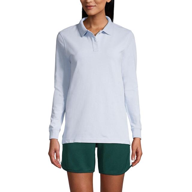 Womens Lands End School Uniform Long Sleeve Mesh Polo Shirt Product Image