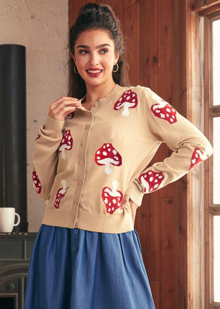 Mushroom When Classic Calls Cardigan Product Image