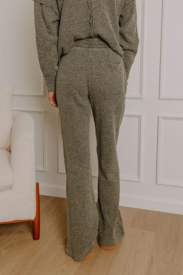 Cozy Haven High Waist Vintage Wash Knit Pants in Olive Product Image