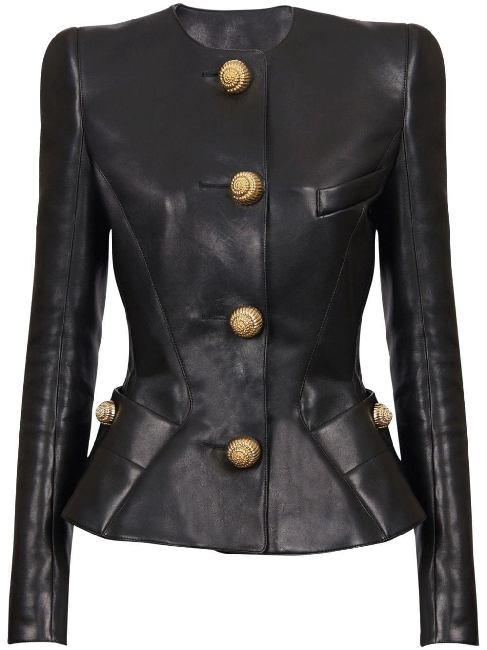 leather peplum jacket Product Image