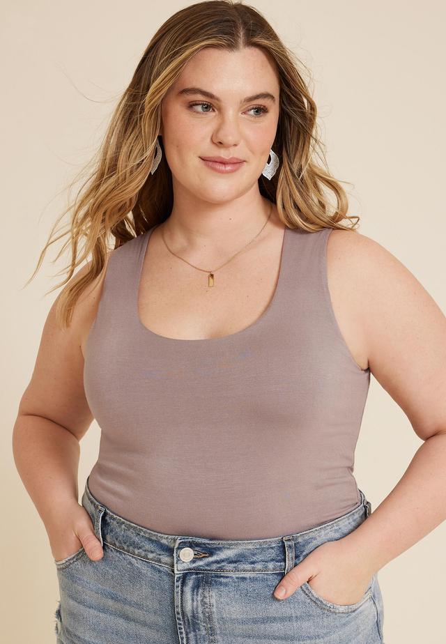 Maurices 4X Plus Size Womens Simply Smooth Double Layer Scoop Neck Tank Top Brown Product Image