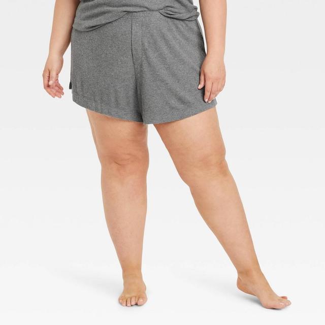 Womens Cozy Ribbed Shorts - Auden Dark 1X Product Image