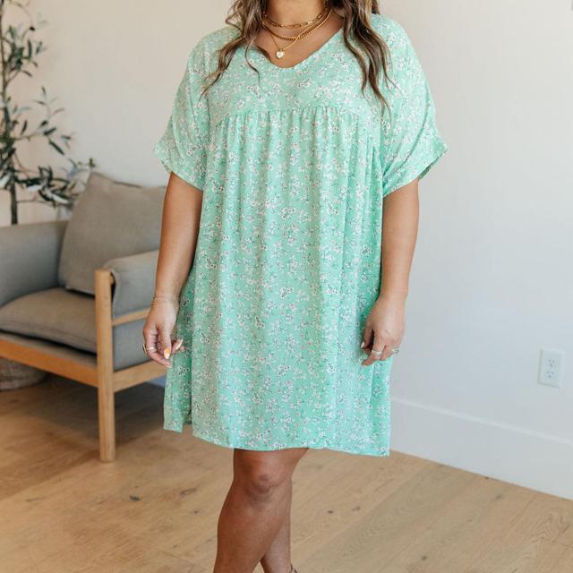 Rodeo Lights Dolman Sleeve Dress in Mint Floral Product Image