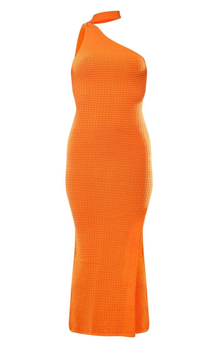 Orange Textured Knitted Collar Detail Maxi Dress Product Image