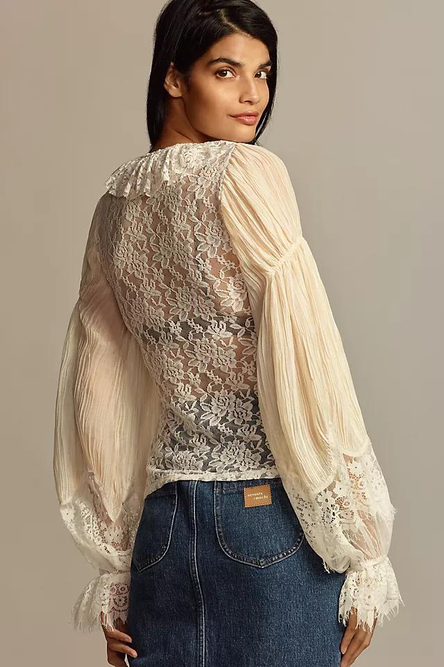 By Anthropologie Wide-Sleeve Sheer Lace Top Product Image