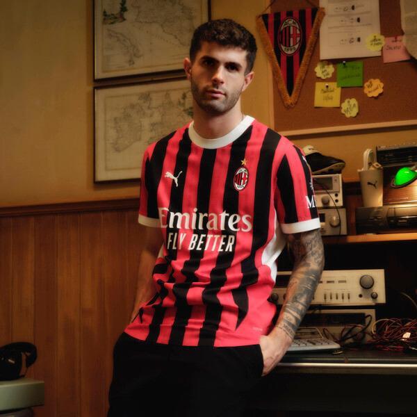 PUMA AC Milan 24/25 Men's Authentic Home Soccer Jersey in For All Time Red/Black Product Image