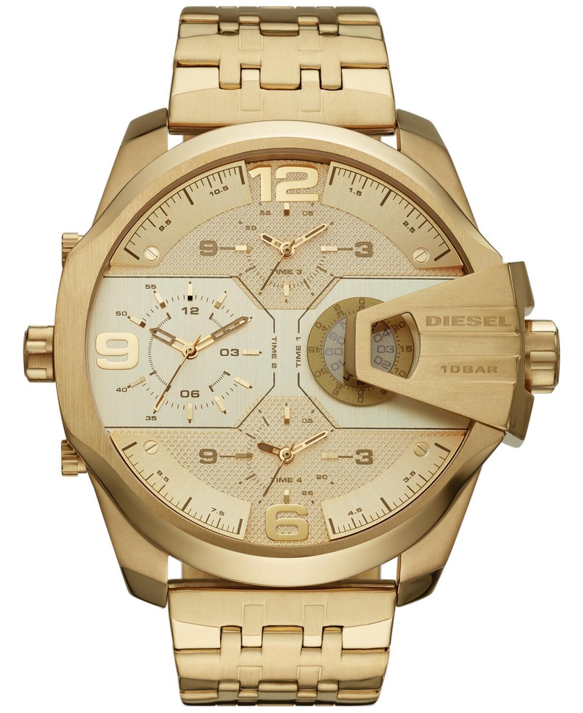 Diesel Mens Chronograph Uber Chief Gold-Tone Stainless Steel Bracelet Watch 54mm - Gold Product Image