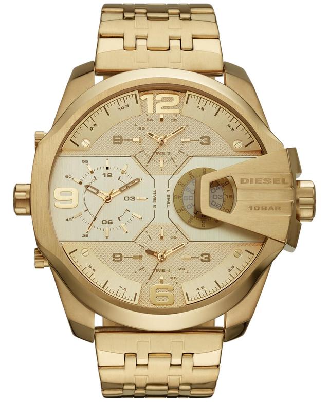 Diesel Mens Chronograph Uber Chief Gold-Tone Stainless Steel Bracelet Watch 54mm - Gold Product Image