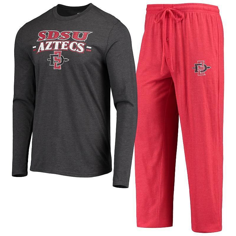 Mens Concepts Sport Cardinal/Heathered Charcoal San Diego State Aztecs Meter Long Sleeve T-Shirt & Pants Sleep Set Product Image