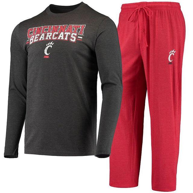 Mens Concepts Sport Red/Heathered Charcoal Cincinnati Bearcats Meter Long Sleeve T-Shirt & Pants Sleep Set Product Image