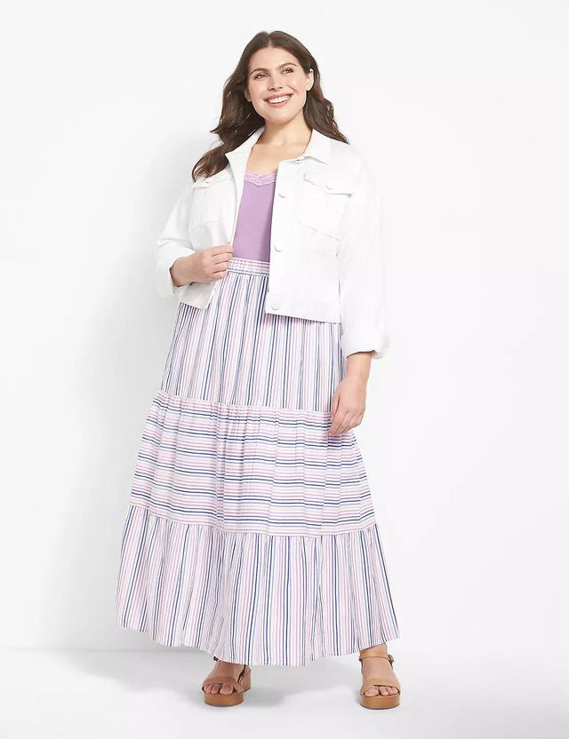 Mixed-Stripe Tiered Maxi Skirt Product Image