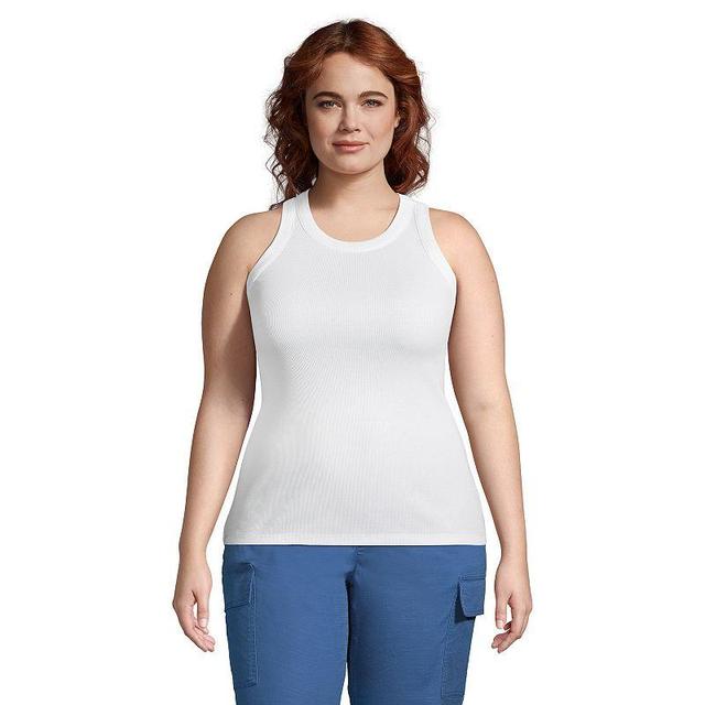 Plus Size Lands End Ribbed Crewneck Tank Top, Womens Product Image